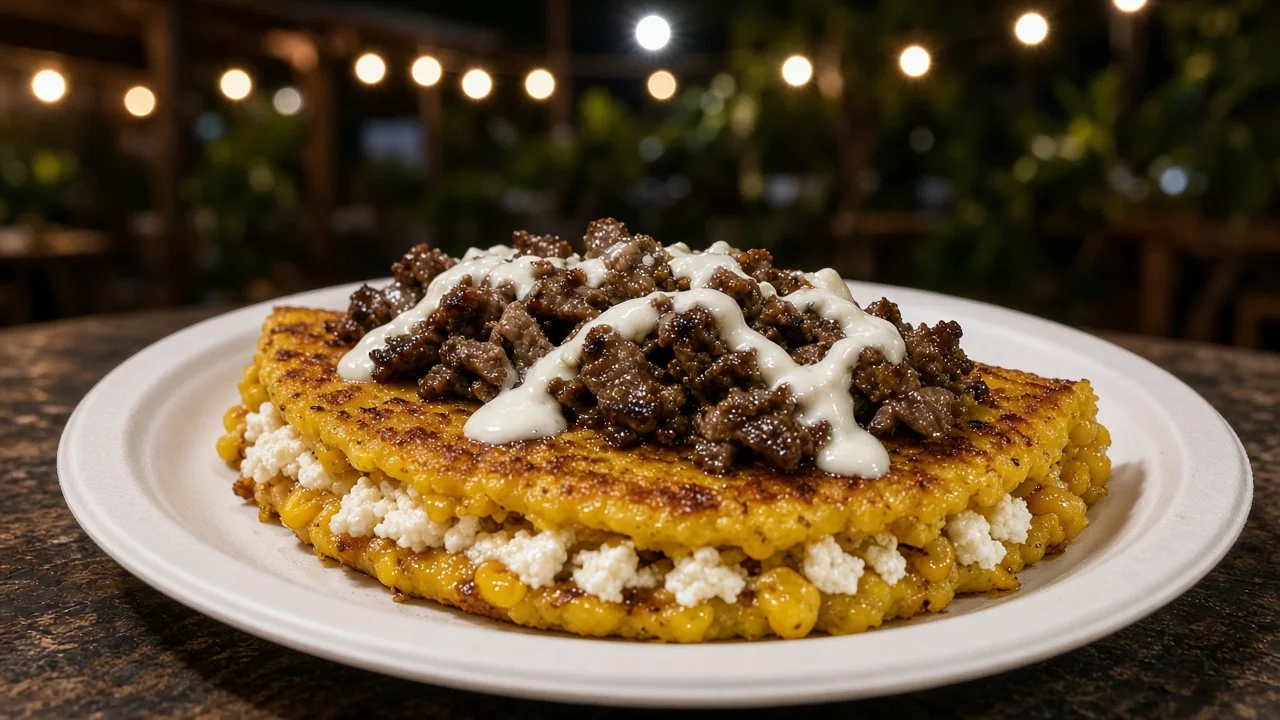Cachapa con Carne Asada